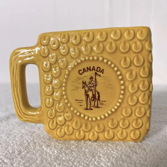 Vintage You Asked For Half A Cup Of Coffee Yellow Ochre Ceramic Owl Half Mug - Picture 6 of 13